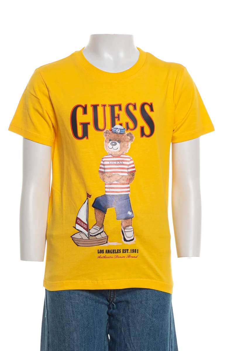 T Shirt Guess Sea Bear La Ss Tee Da Bambino Giallo Papaya