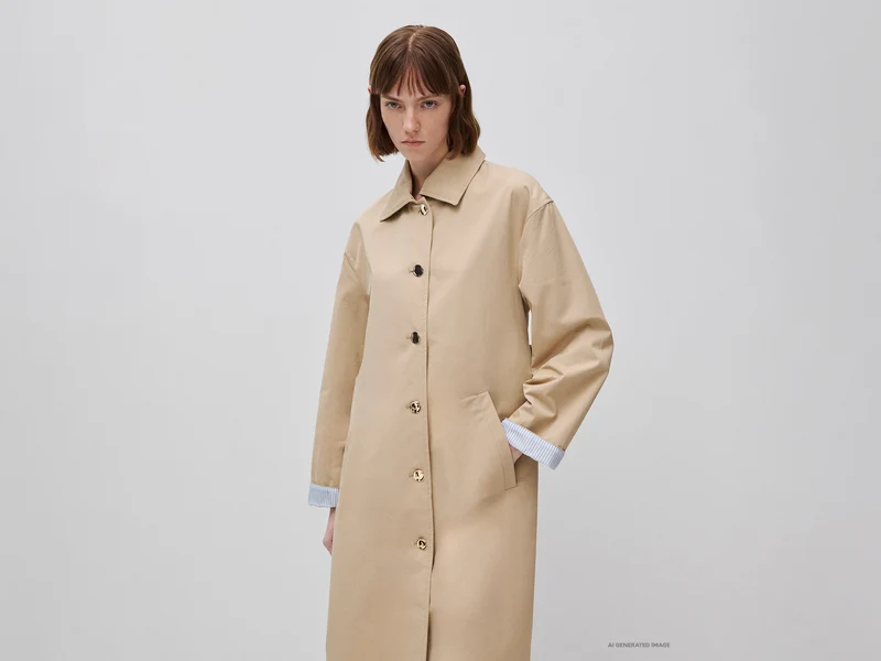 Trench lungo con fodera rigata