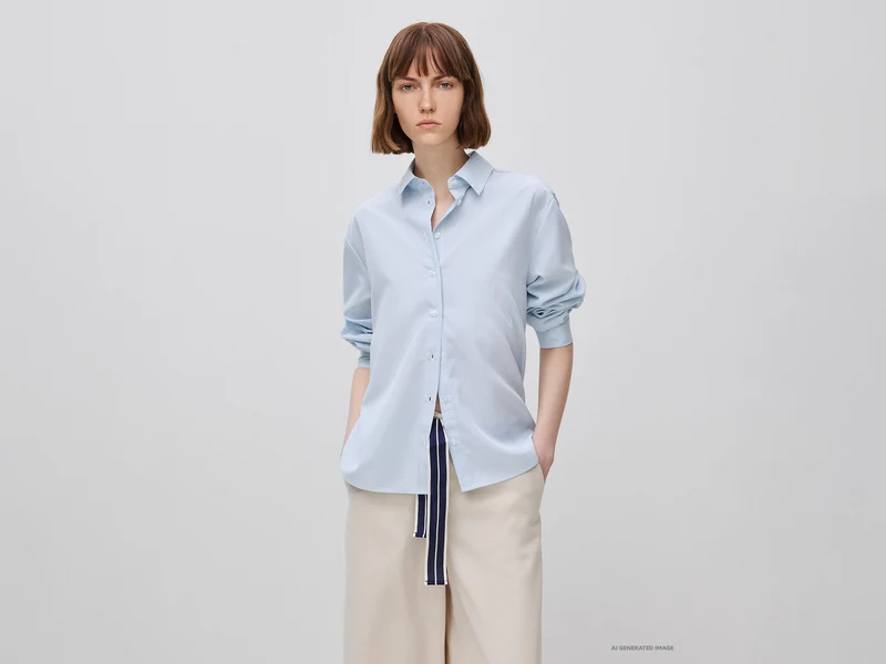 Camicia a righe con ricamo dietro