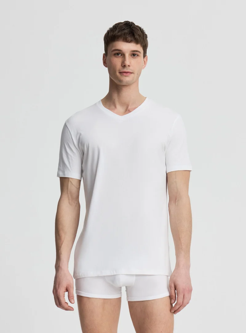 Pack 2 T-shirt a tinta unita con scollo a V