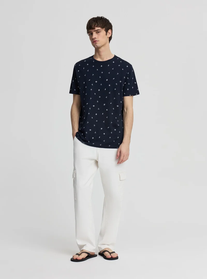 T-shirt con microstampa marina