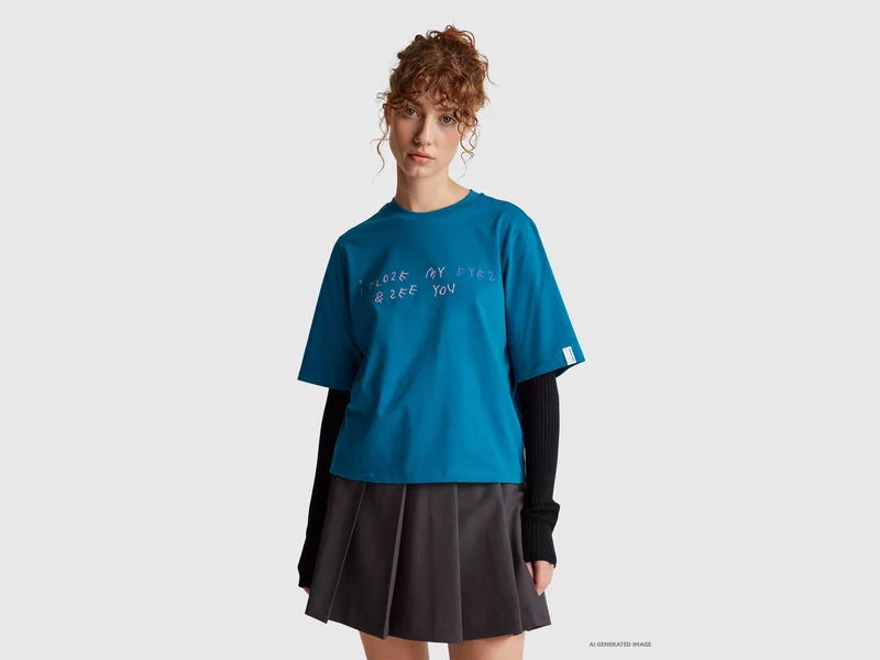 T-shirt ottanio con stampa Coco Capitán