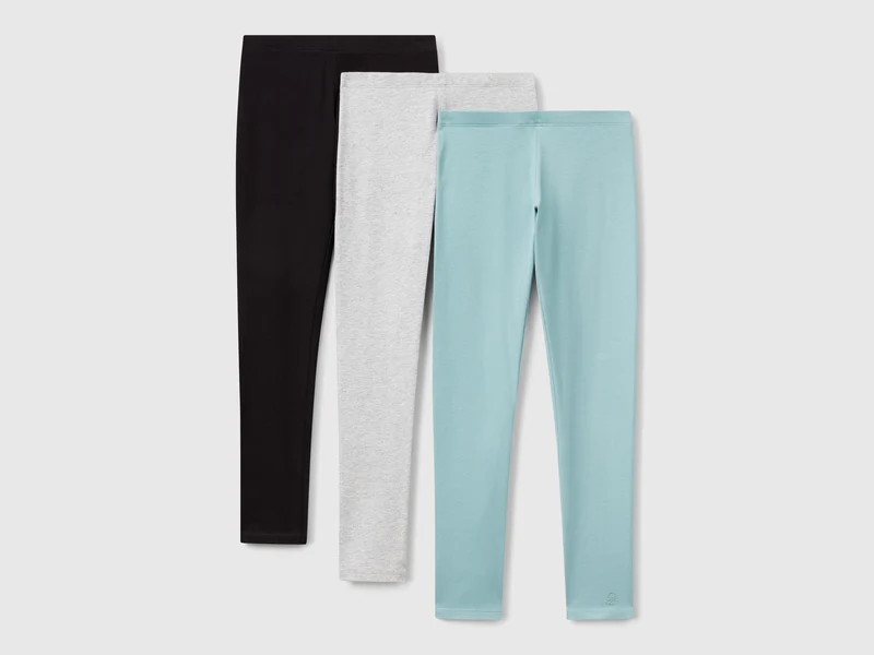 Tre leggings in cotone stretch
