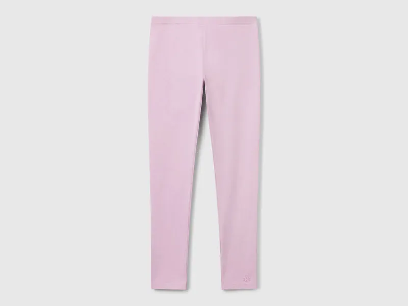 Leggings in cotone stretch con logo
