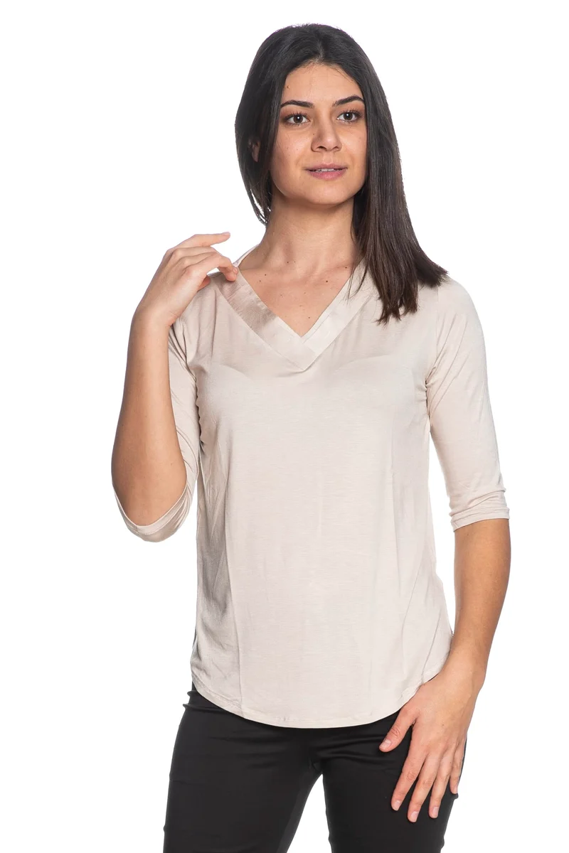 T Shirt Ragno Summer Crossed V Da Donna Beige Chiaro