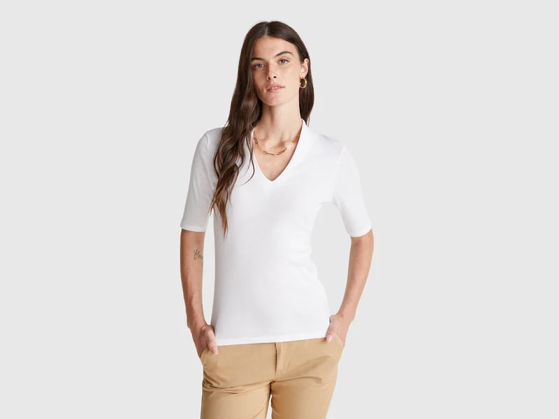 T-shirt slim fit in cotone a fibra lunga