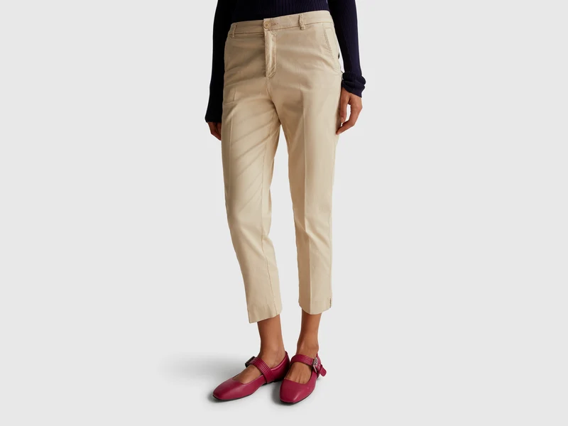 Chino cropped in cotone stretch