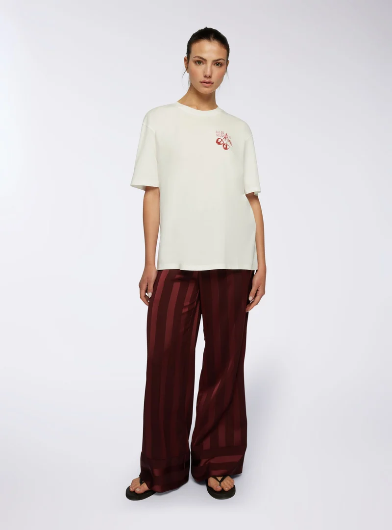 T-shirt ampia con stampa ciliegie fronte/retro