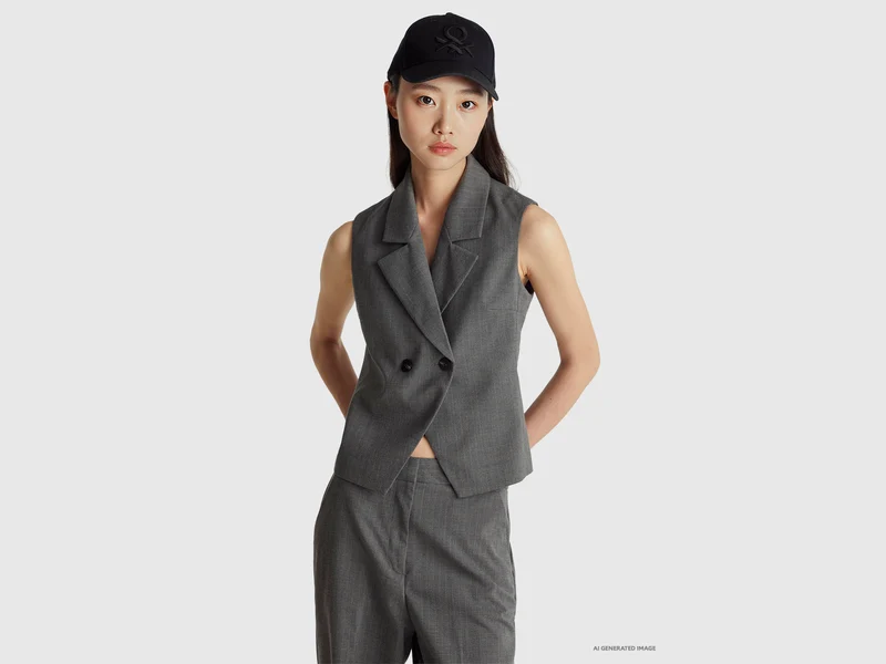 Gilet gessato doppiopetto