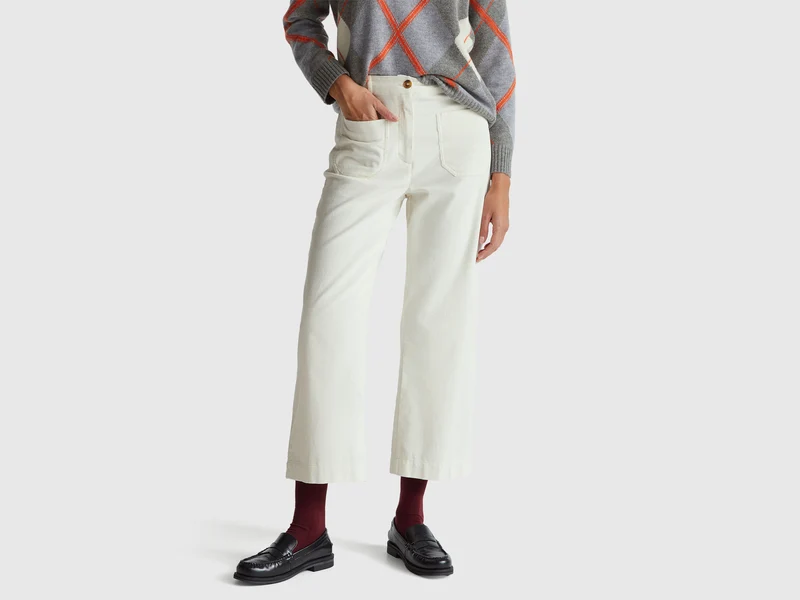 Pantaloni straight in velluto
