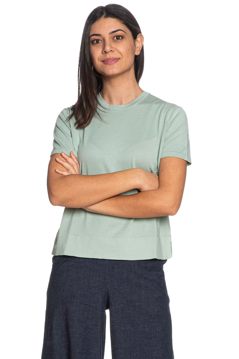 Maglia Gran Sasso Ss Knit Paricollo Basic Da Donna Verde Acqua