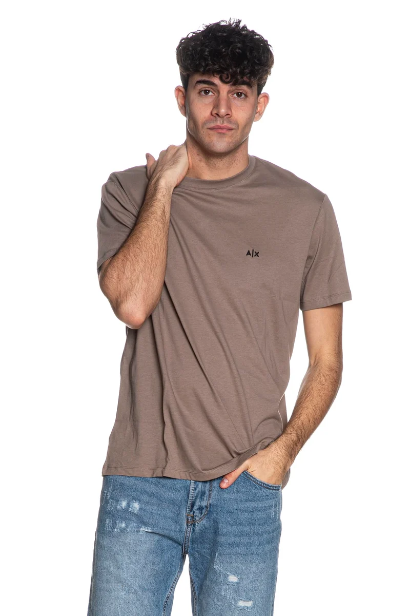 T Shirt Armani Exchange Ax Emb Ss Tee Da Uomo Tortora