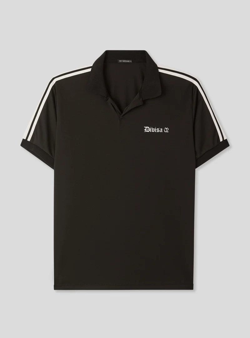 T-shirt polo bande e scritta
