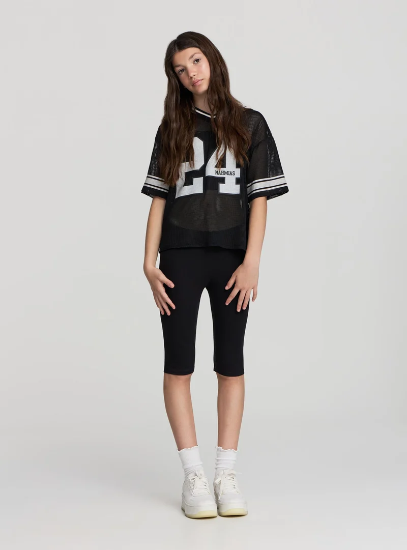 T-shirt in rete con stampa numero
