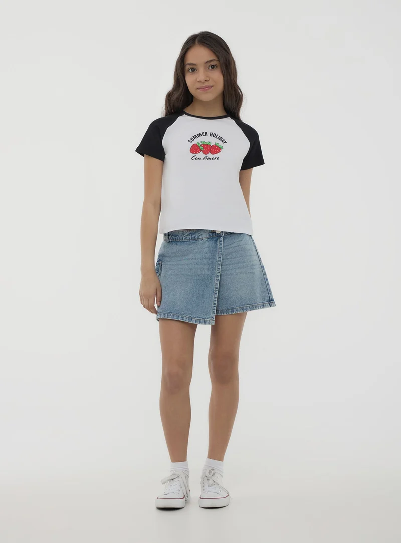 T-shirt raglan con stampa