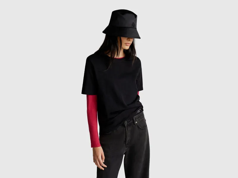 T-shirt girocollo in cotone fiammato