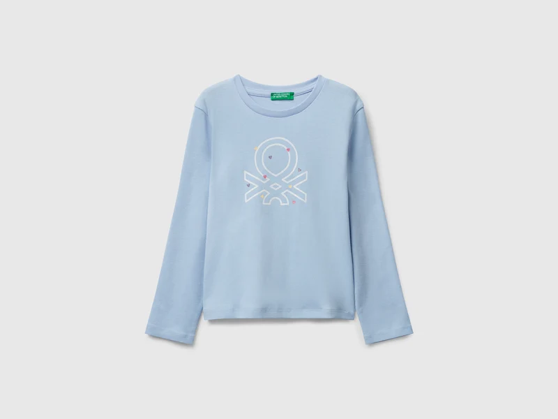T-shirt con logo glitter in cotone