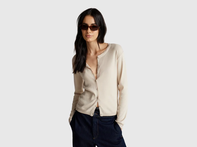 Cardigan beige 100% cotone