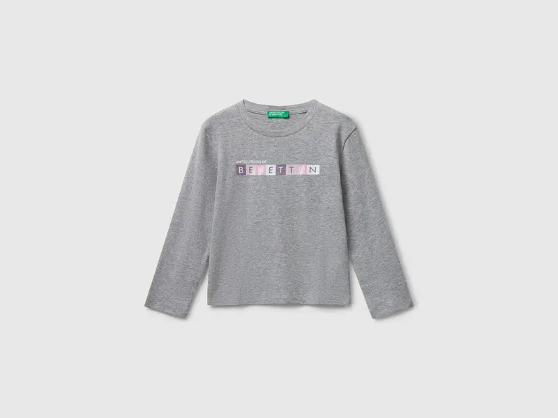 T-shirt con logo glitter in cotone