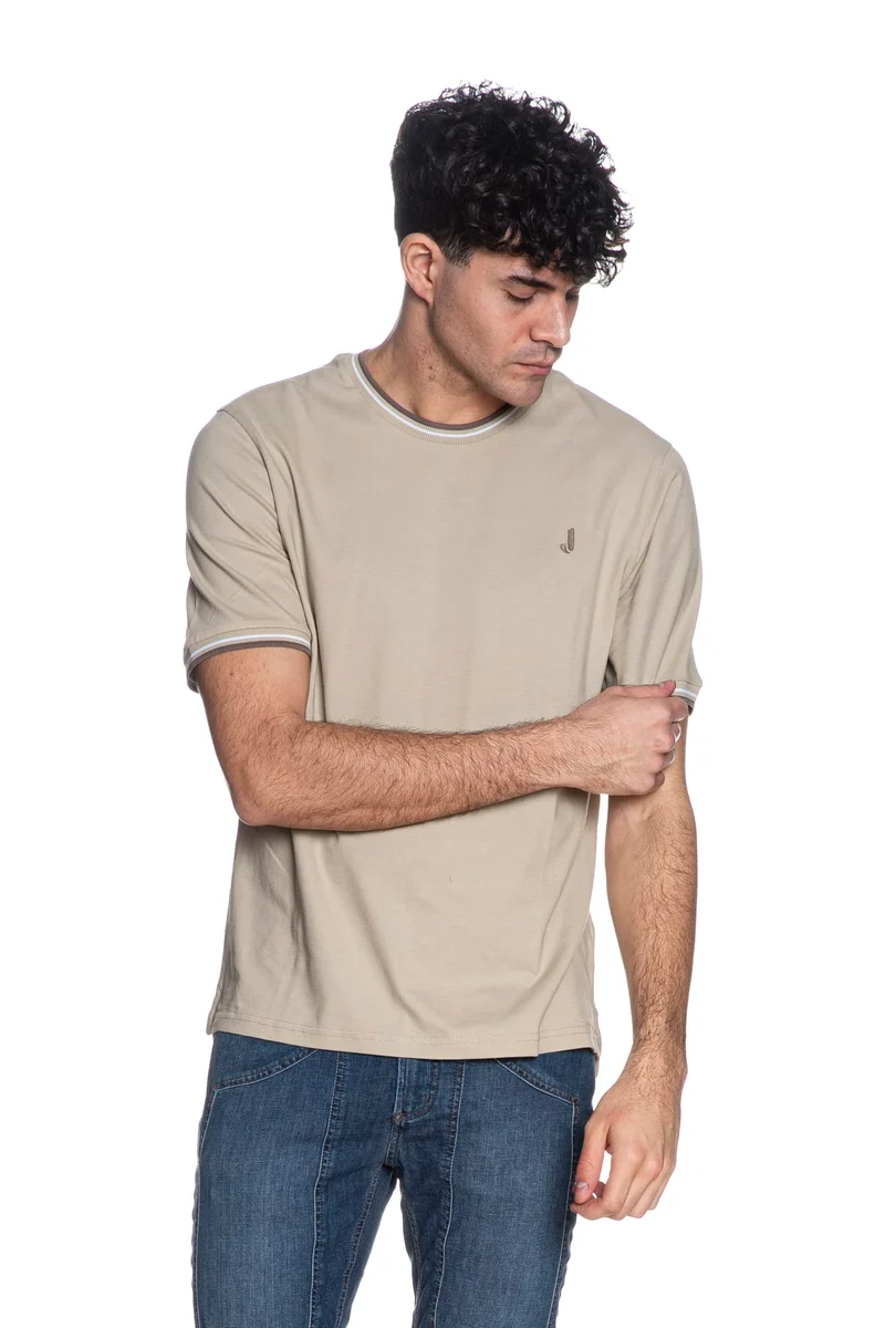 T Shirt Jeckerson J Outline Pqt Da Uomo Sabbia Chiaro Profili Cacao Bianchi
