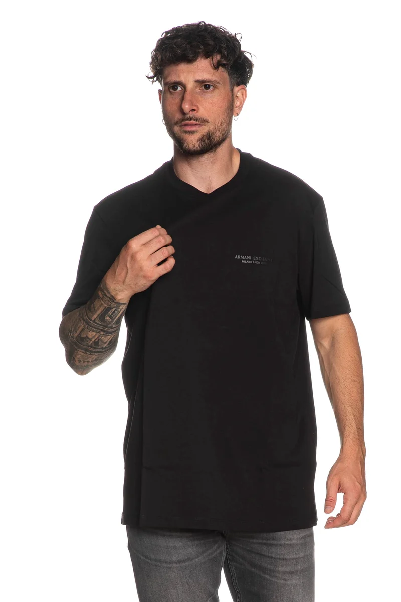 T Shirt Armani Exchange Ax Rubber Ss Tee Da Uomo Nera