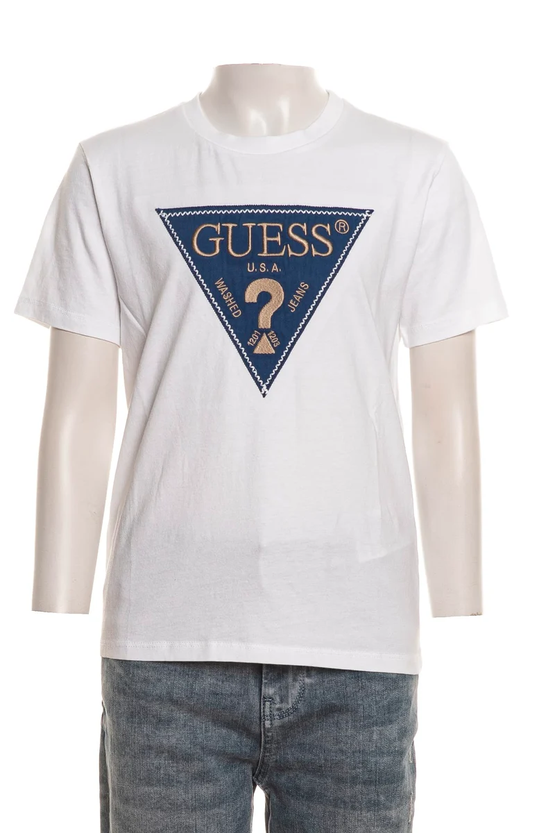 T Shirt Guess Ptch Embro Ssl Lg Da Bambino Bianca