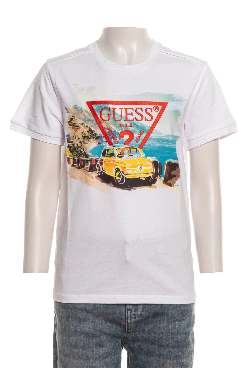 T Shirt Guess Landscape Paint Lg Embro Da Bambino Bianca
