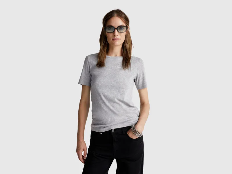 T-shirt 100% cotone con stampa logo glitter
