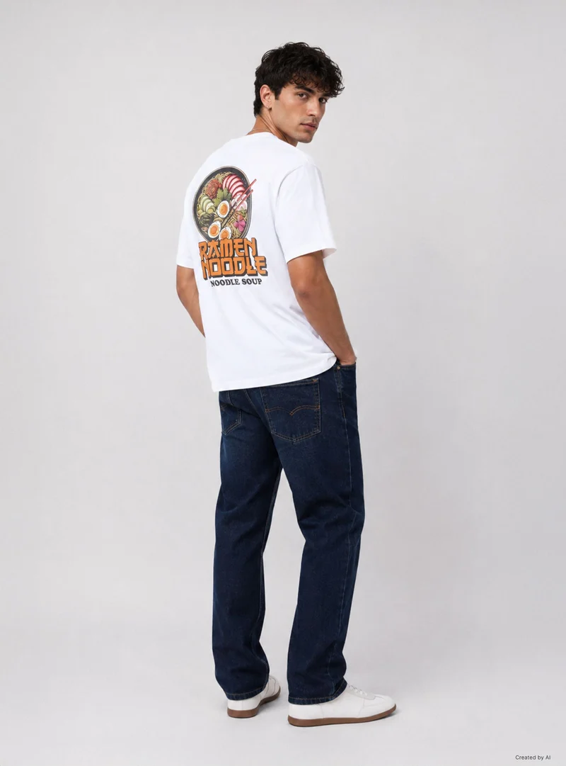 T-shirt con stampa ramen fronte/retro