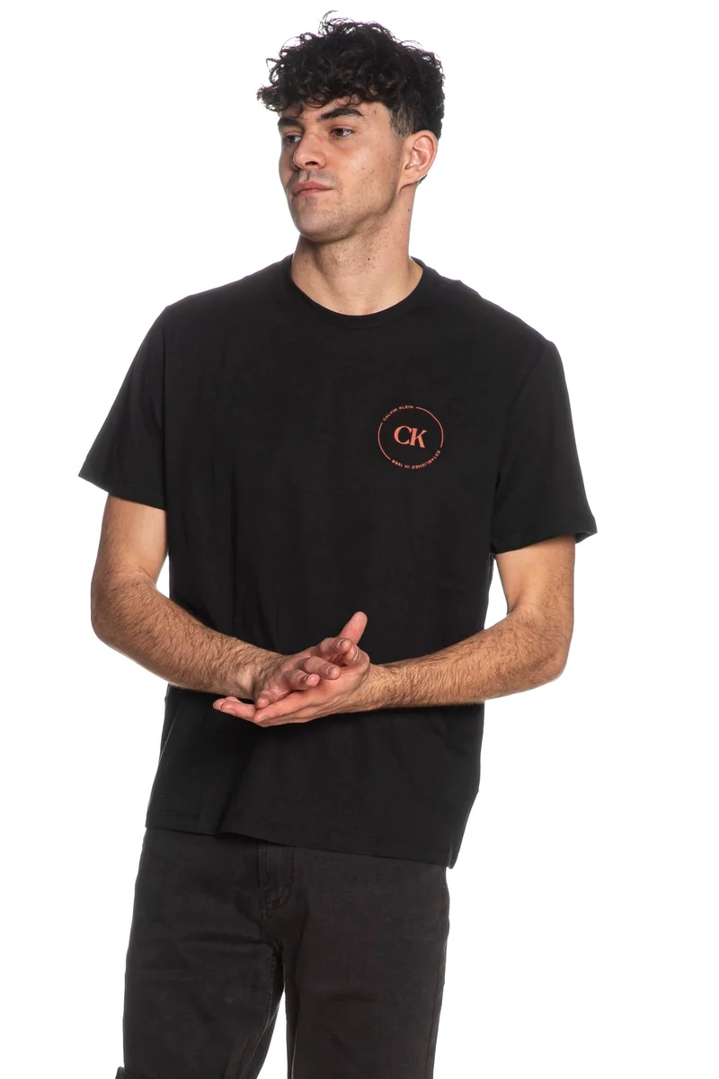 T Shirt Calvin Klein Whole Jeans Graph Da Uomo Nera
