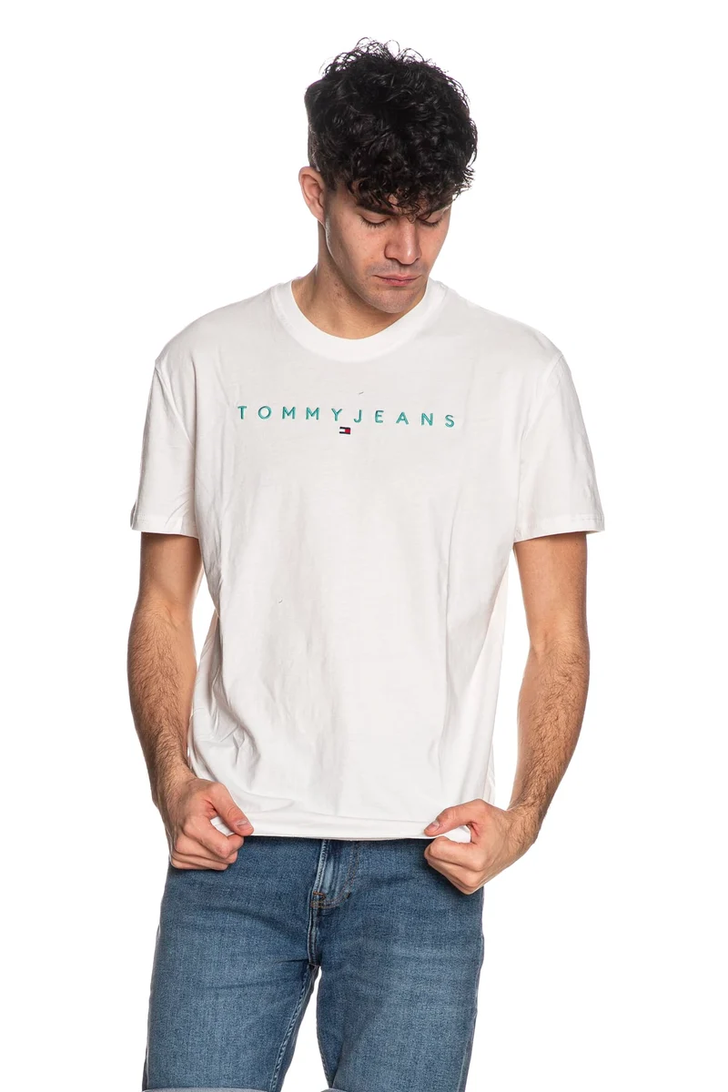T Shirt Tommy Hilfiger Reg Linear Da Uomo Bianca
