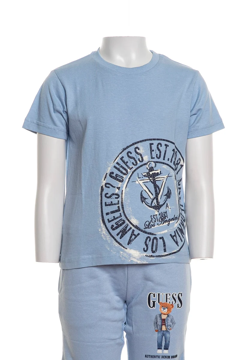 T Shirt Guess Ssl Naval Stamp Tee Da Bambino Pervinca