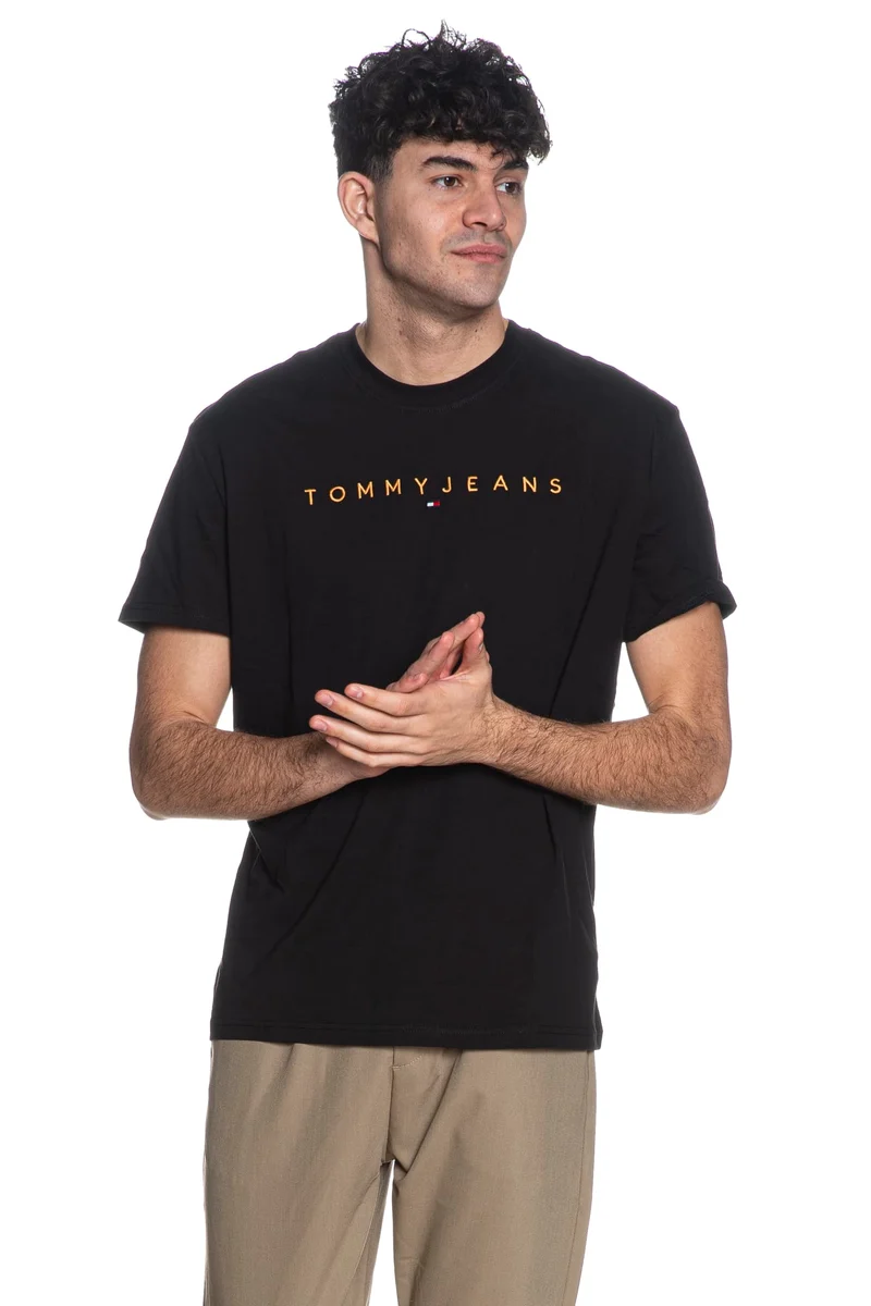 T Shirt Tommy Hilfiger Reg Linear Da Uomo Nera