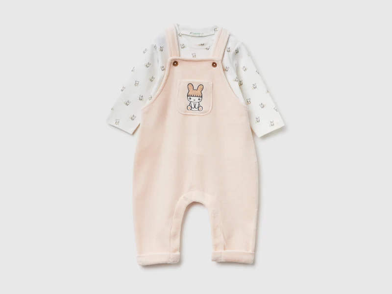 Set t-shirt e salopette in cotone