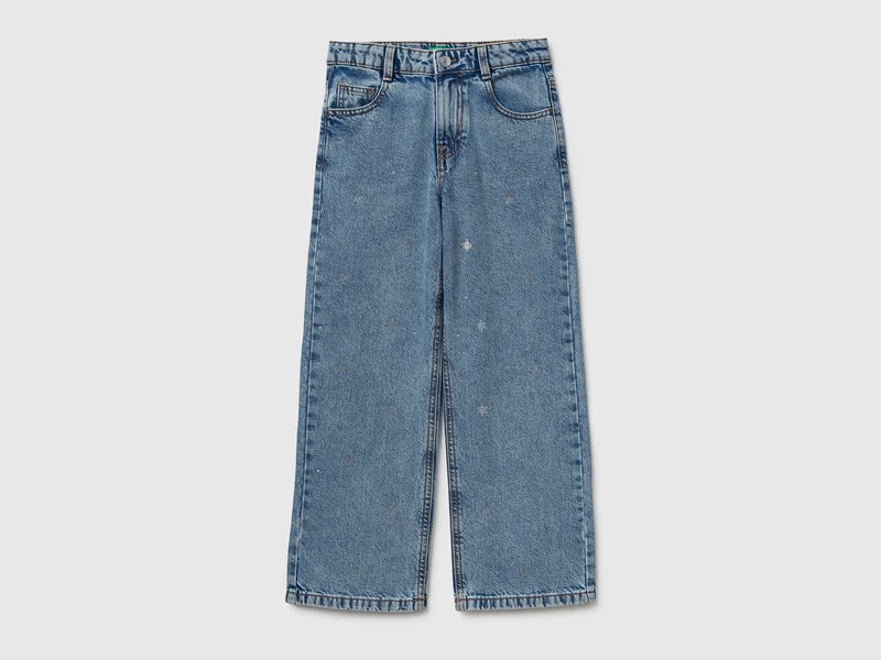 Jeans straight con strass