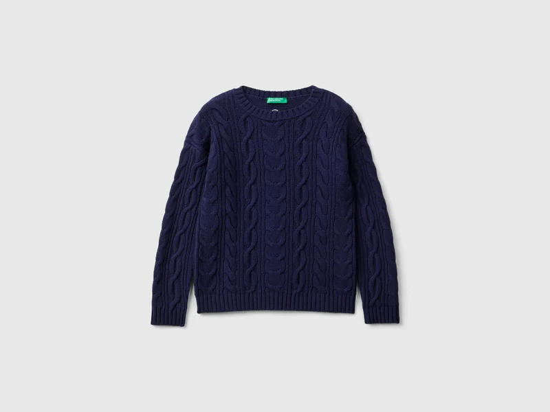 Maglia con trecce in misto lana