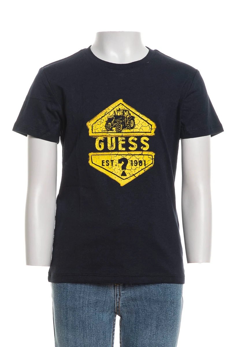 T Shirt Guess Est 1981 Crack Ss Tee Da Bambino Blu Marina