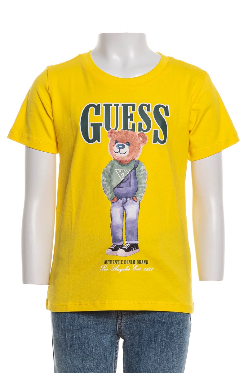 T Shirt Guess Ssl Denim Teddy Boy Da Bambino Giallo Sole