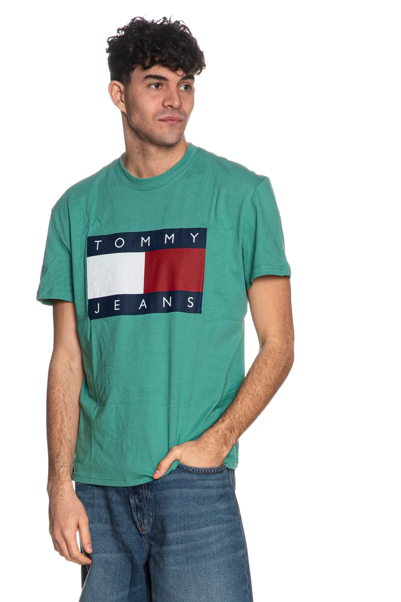 T Shirt Tommy Hilfiger Reg Big Fl Tee Da Uomo Verde Menta