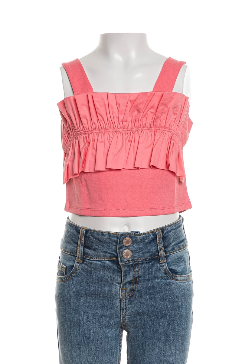 Top Mayoral Int Fancy Ruche Da Bambina Rosa Corallo Fluo