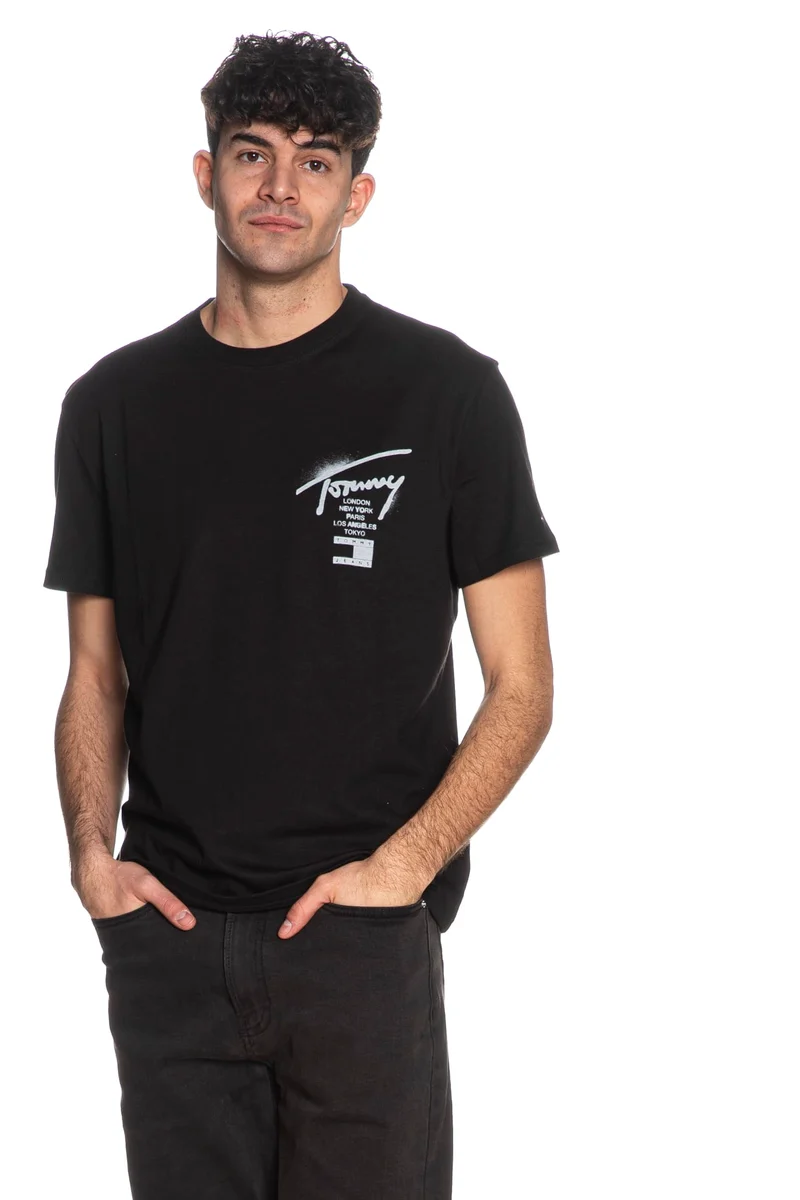 T Shirt Tommy Hilfiger Reg City Sign Da Uomo Nera