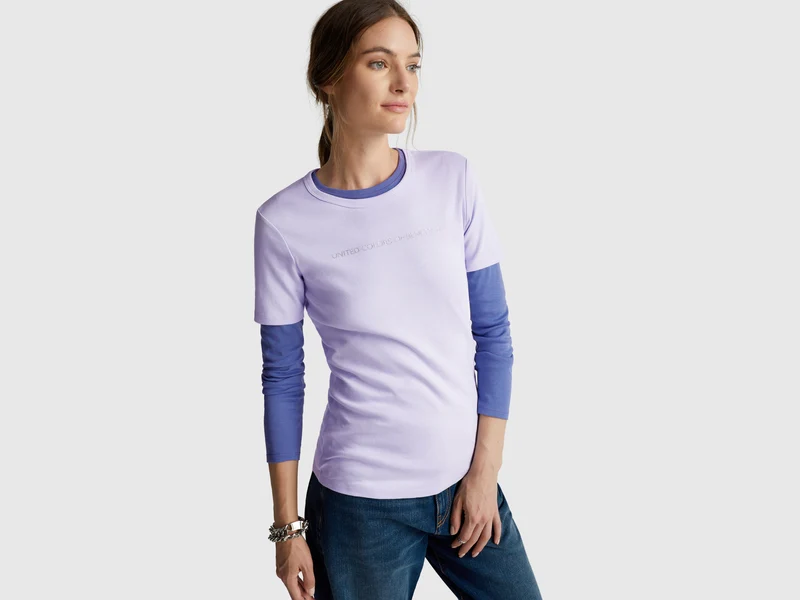 T-shirt 100% cotone con stampa logo glitter