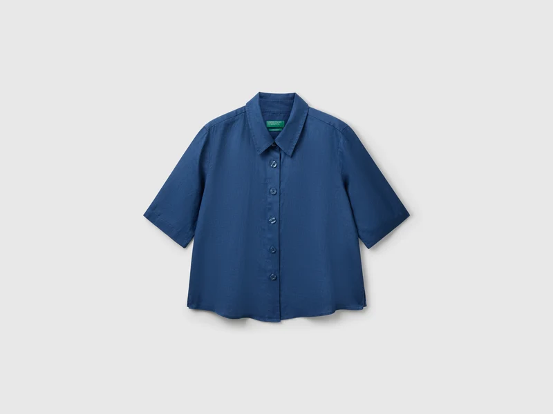 Camicia corta in puro lino