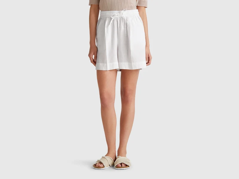 Shorts in puro lino con coulisse
