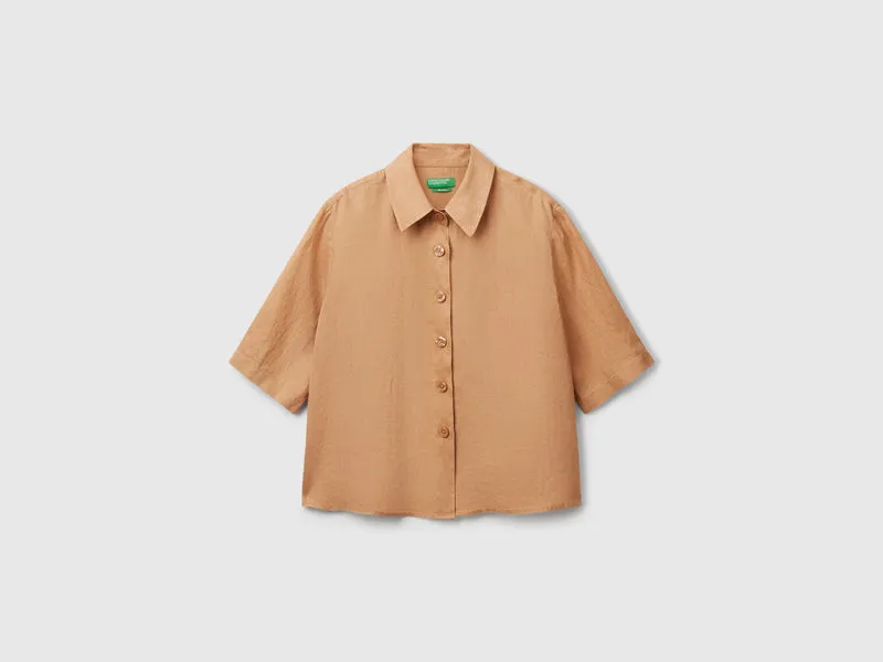Camicia corta in puro lino