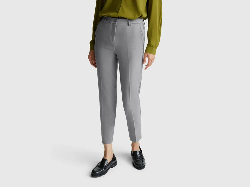 Pantaloni gamba dritta in misto viscosa stretch
