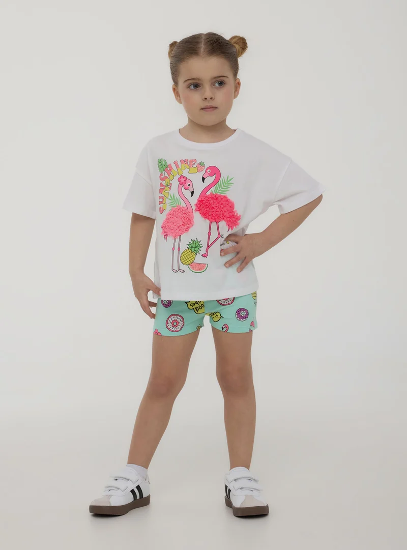 T-shirt crop con frange e applicazioni