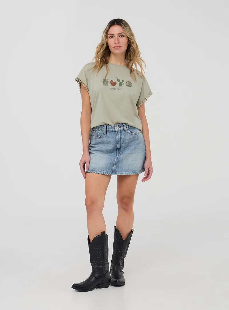 T-shirt con stampa cactus