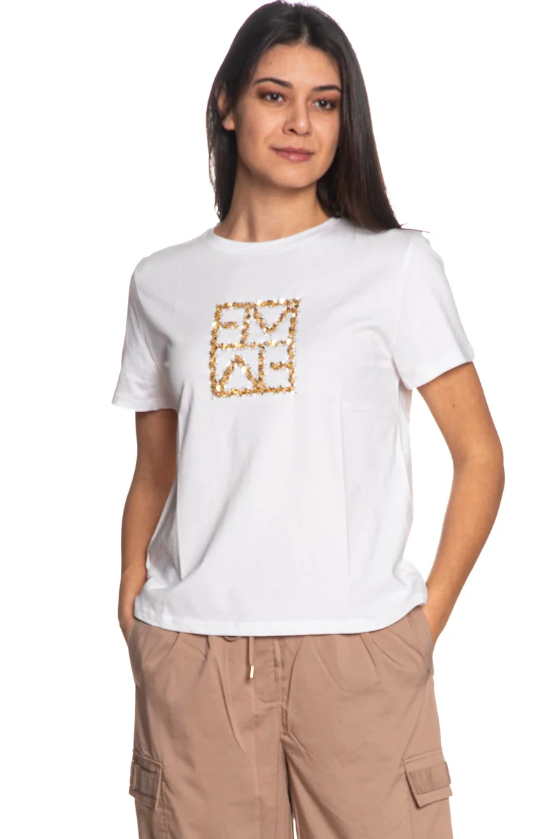 T Shirt Emme Di Marella Tema Da Donna Bianca Paillettes Oro