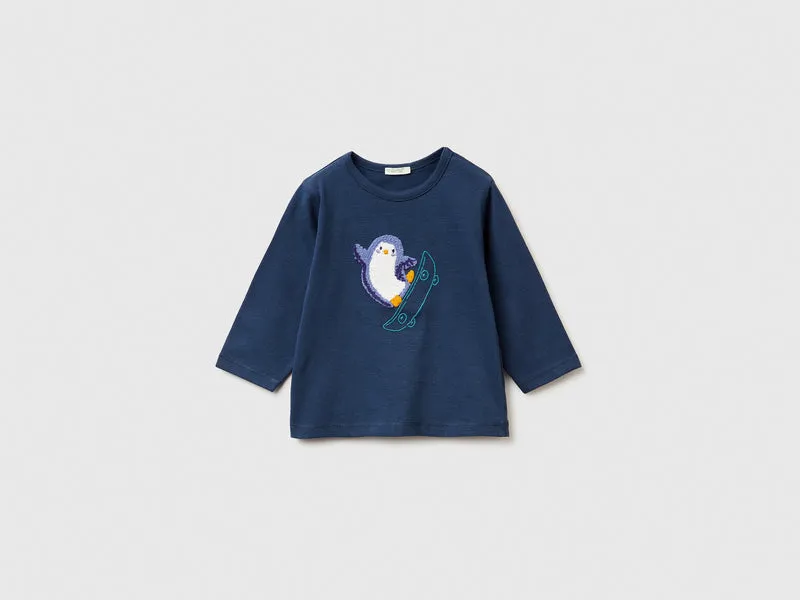 T-shirt a manica lunga in caldo cotone